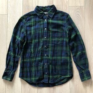 Uniqlo Plaid Flannel Button Up Shirt in Navy & Green Size S
